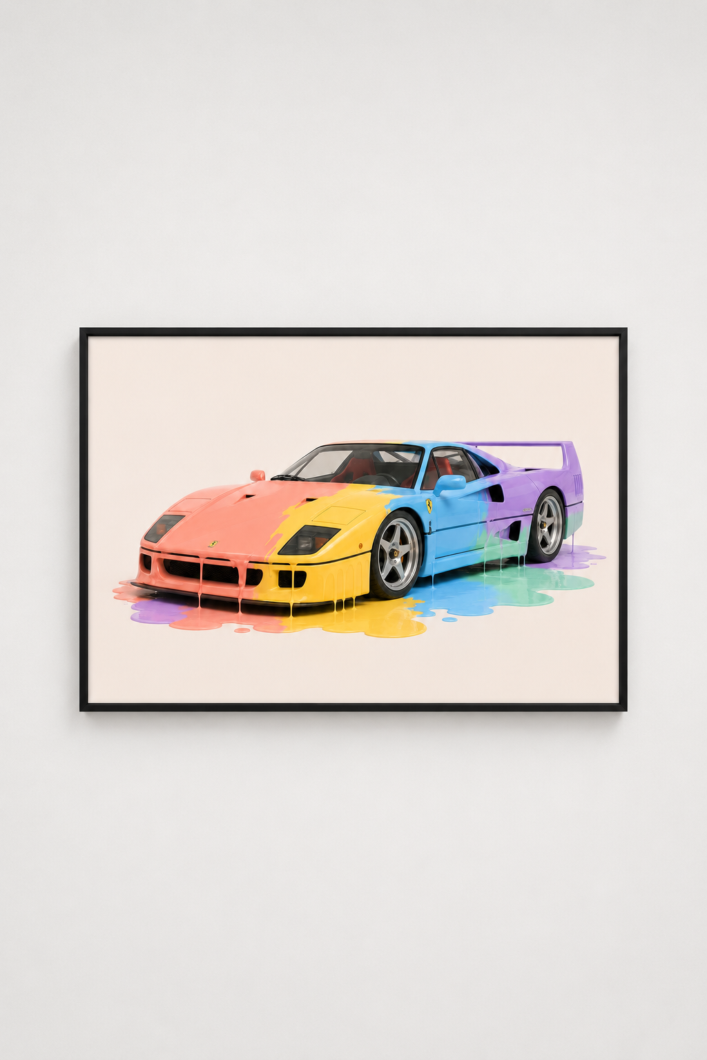 Ferrari Melt framed artwork, full uncropped portrait gallery preview