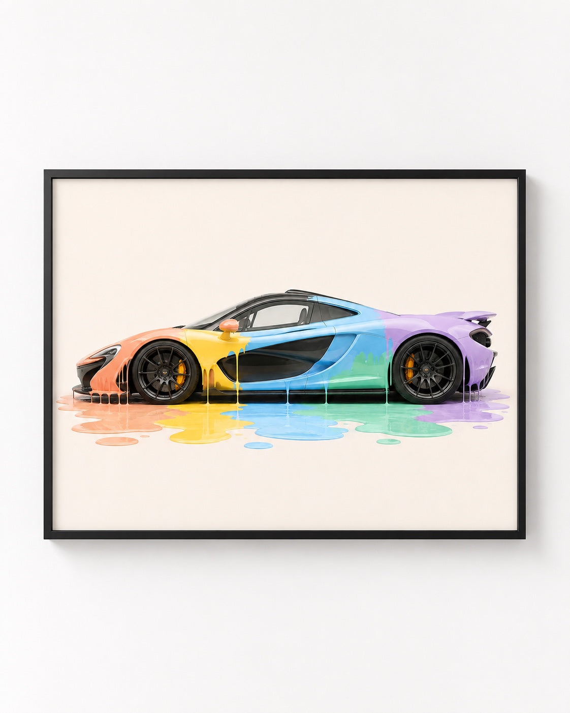 McLaren Melt colorful McLaren artwork in a black frame