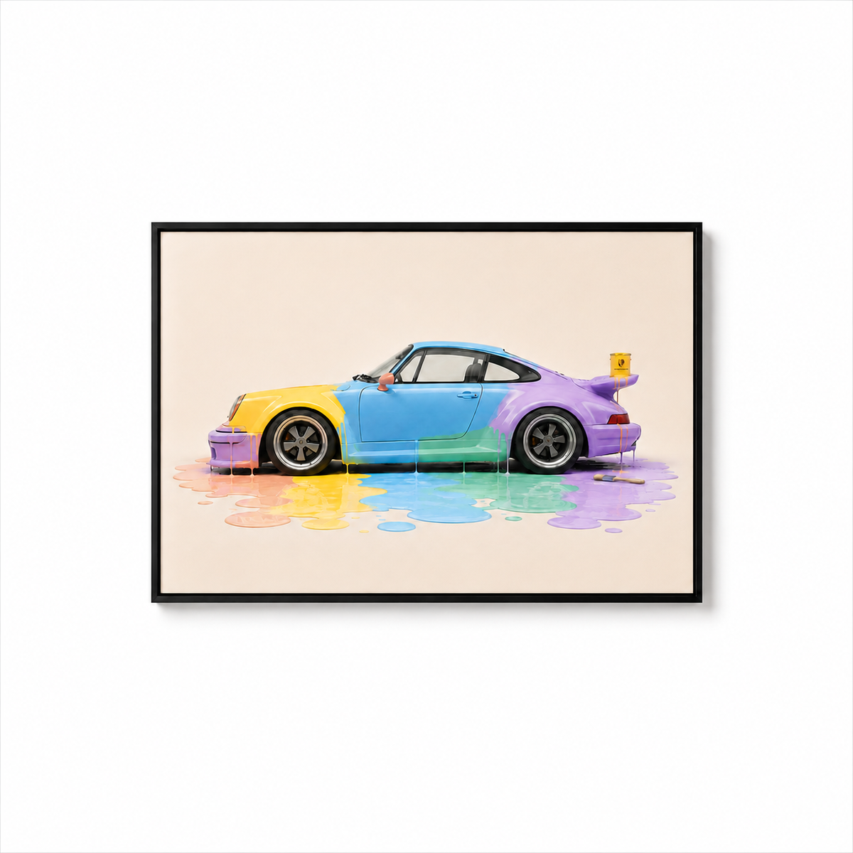 Porsche Melt Side View full framed artwork preview