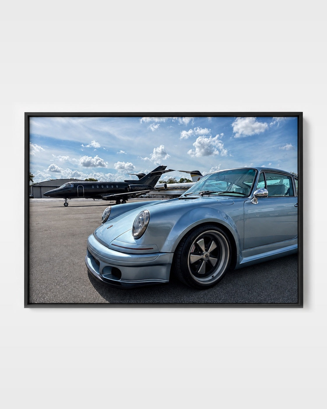 Skye Blue II framed Porsche artwork zoomed out for automotive gallery preview
