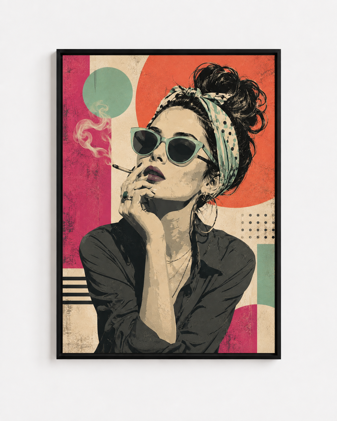 70's Pop retro portrait artwork in a black frame