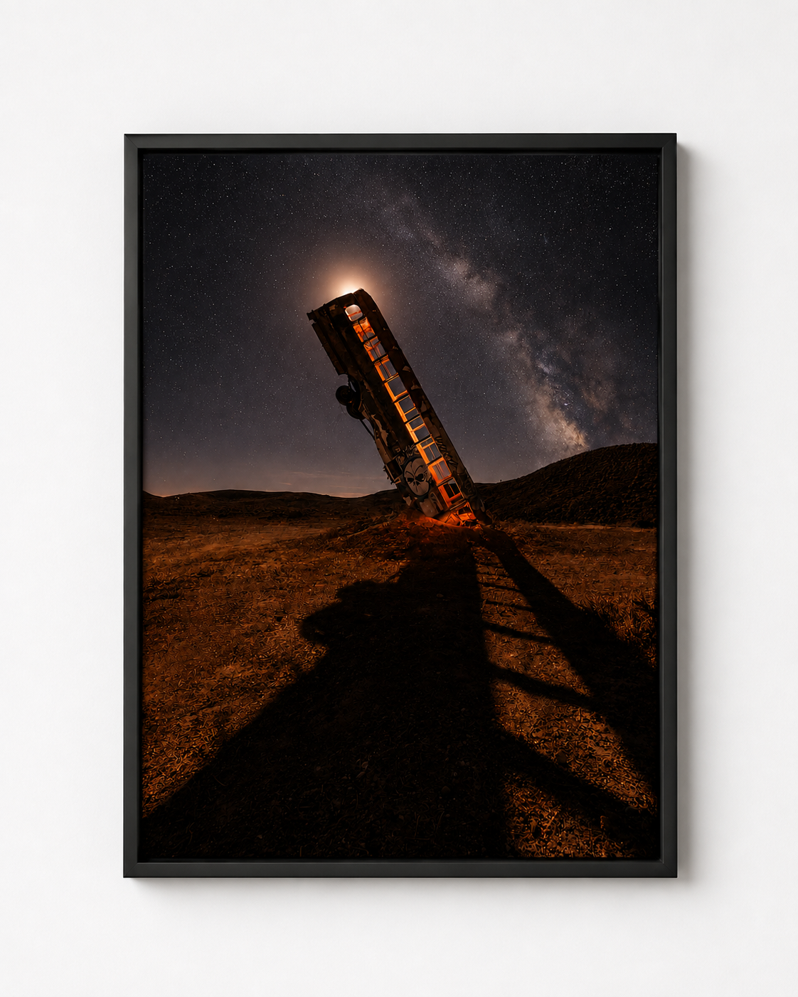 Final Approach rocket and Milky Way photography print in a black frame