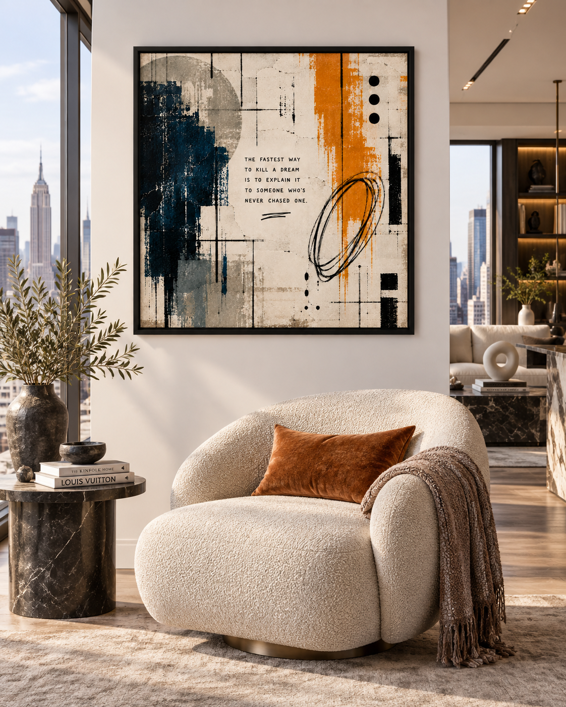 Fake Dreamers artwork displayed in a modern interior displayed in a room
