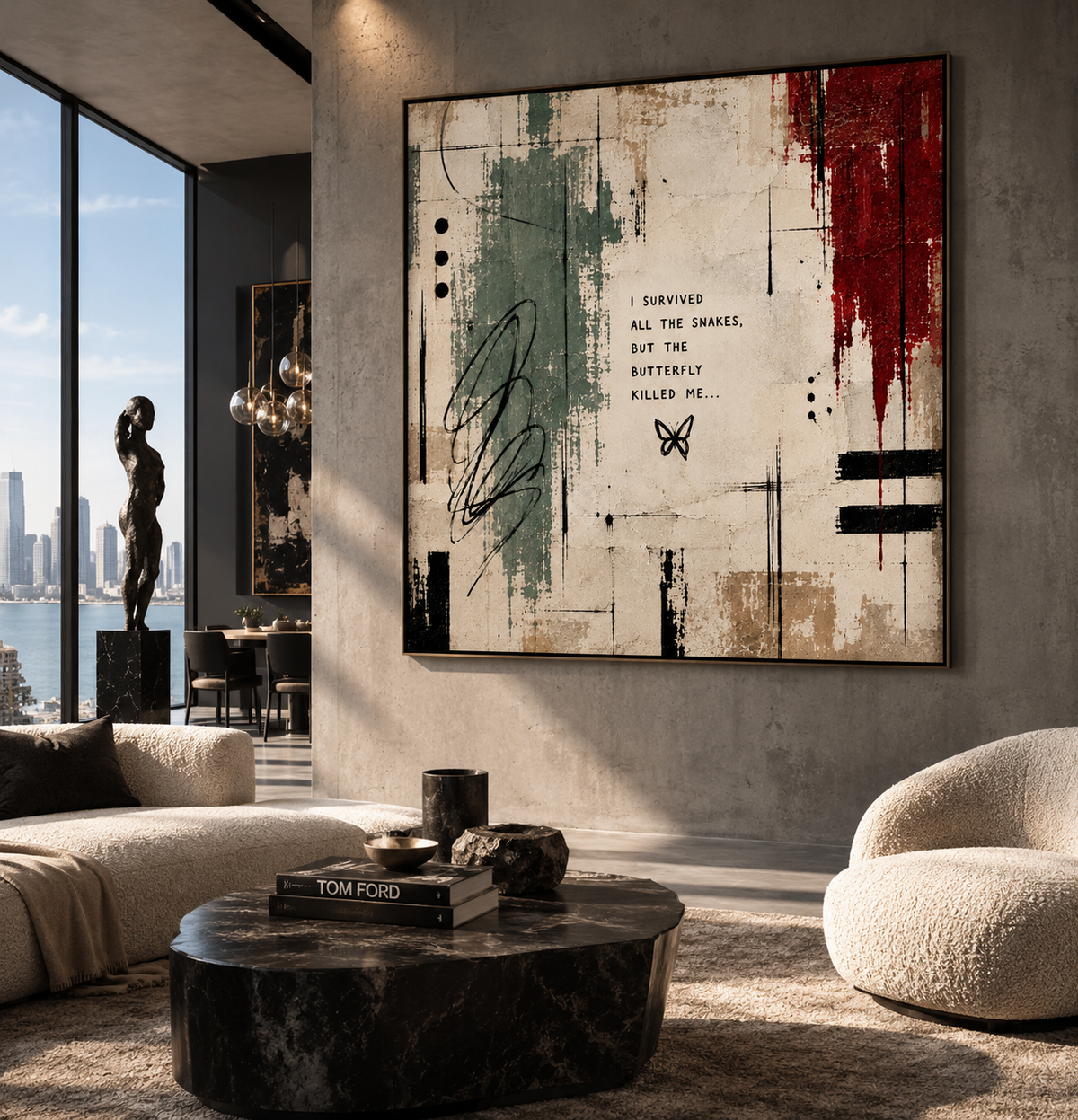 Killer Butterfly artwork displayed in a modern interior displayed in a room
