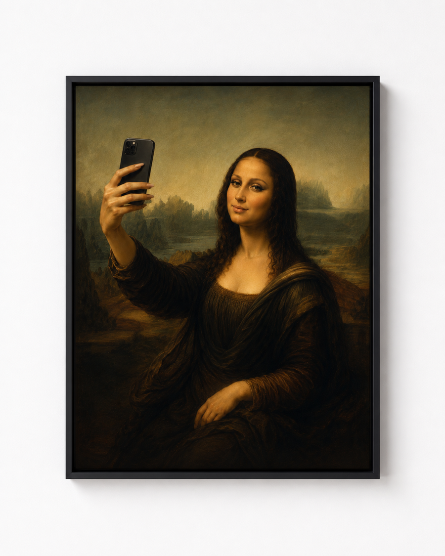 Mona from Miami artwork in a black frame