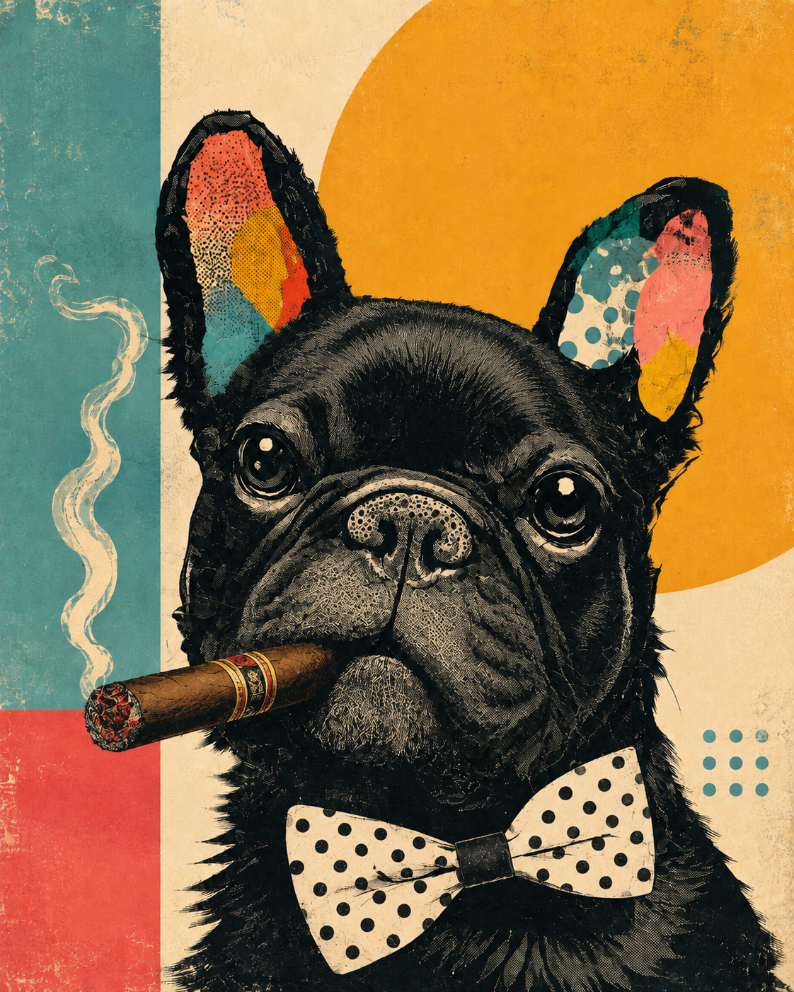 Mr. Pug colorful gentleman dog pop art print