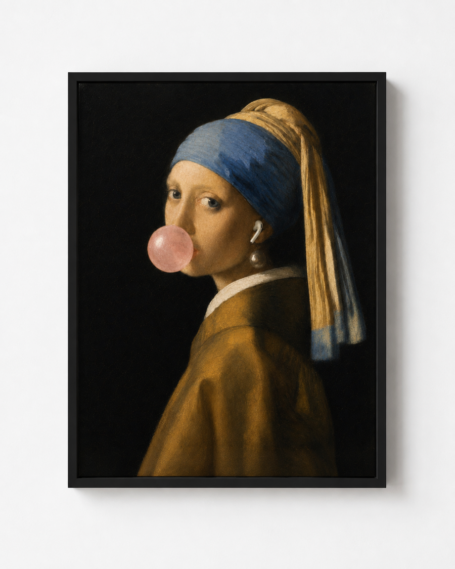 Pearl of the Digital Age artwork in a black frame