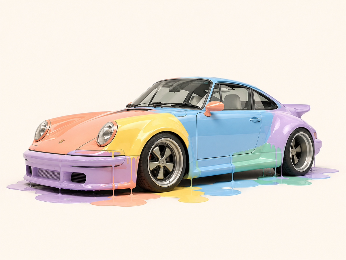 Porsche Melt colorful Porsche artwork on edge-to-edge canvas